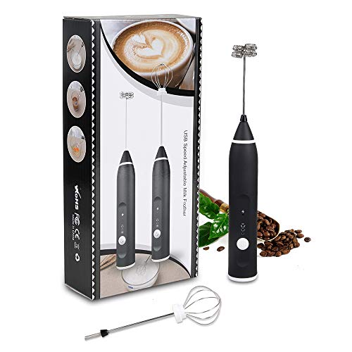 Innoo Tech 2-in-1 Electric Milk Frother Handheld Foam Maker Balloon Whisk with Multiple Speeds Perfectly Whipping Egg Whites Cream Frothing Milk for Latte Cappuccino Flat White Hot Chocolate
