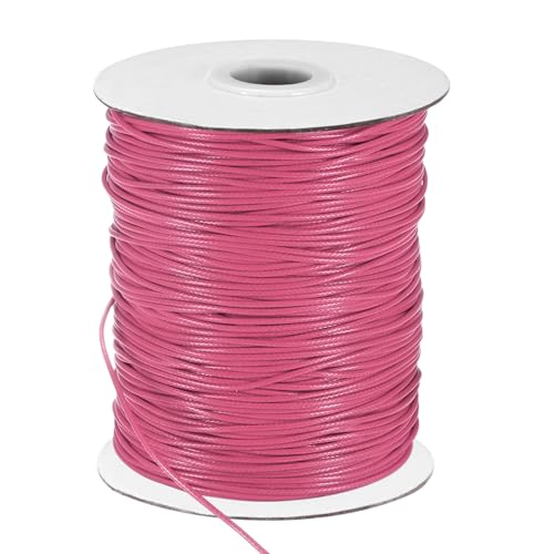 M METERXITY Waxed Polyester Cord, 175 Yards 1.2mm Waxed Beading String with Spool for Jewelry Making/DIY Handmade Crafts/Necklaces/Bracelets, String Macrame Bracelet Thread [Dark Pink]