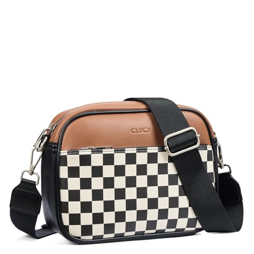 CLUCI Checkered Crossbody Bag for Women,Vegan Leather Shoulder Handbags,Purses for