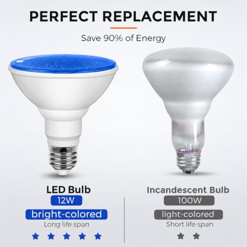Image of L LOHAS LED Blue Flood Light Bulbs, PAR30 Flood Light Bulbs Outdoor