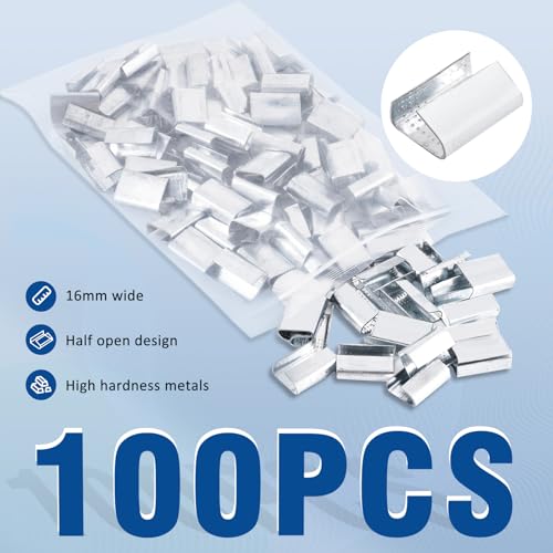 BAOSHISHAN Umreifungsset 12-19mm Manuelle Umreifungsgerät mit 200m PET Umreifungsband nur für PET Verpackungsband (Spanner, Verschließer, Umreifungsband, 100 Metallschnalle, 20 Eckschutz, Handschuhe)