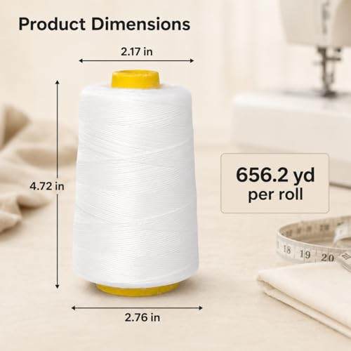 Set de 6 hilos de coser poliéster blanco 656.2 yd cada uno miniatura 7