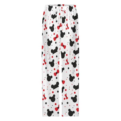 Pajama Pants for Women Men Vibrant Unisex Home Sleep Bottoms Sleepwears Gift Mouse Bowknot4