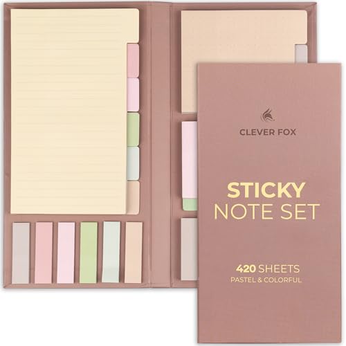 Clever Fox Sticky Note Set – 420 Lined Notes, Tabs & Bookmarks for Books & Notebooks – Office Desk Accessories & Supplies (Pastel & Colorful) Clever Fox Sticky Note Set – 420 Lined Notes, Tabs & Bookmarks for Books & Notebooks – Office Desk Accessories & Supplies (Pastel & Colorful)