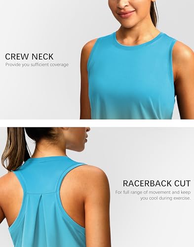 Image of Women's Workout Tops Racerback Athletic Tank Tops Sleeveless Loose Fit Yoga Running Gym Shirts for Women
