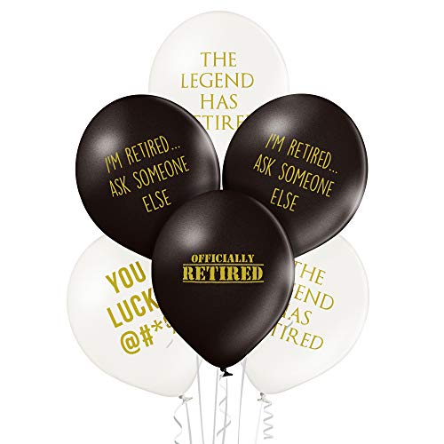 Pack of 12 Black Retirement Funny Balloons - //coolthings.us