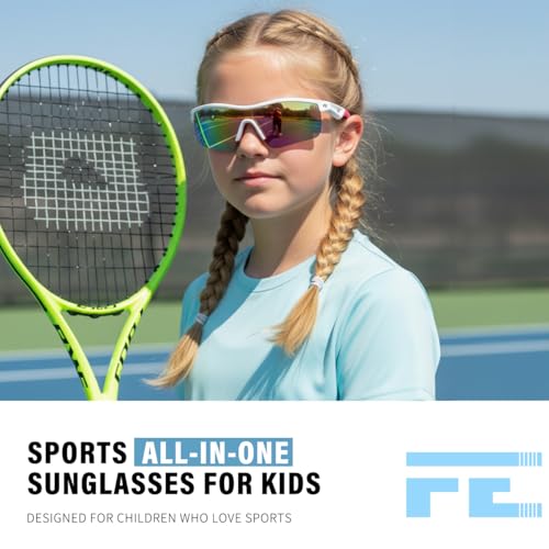 Image of FEISEDY Kids Polarized Sports Sunglasses, TR90 UV400 Baseball Cycling | LightWeight Wrap-Around for Boys Girls, TAC Polarized Lens blocks 100% UVA /UVB, Baseball /Softball /Cycling /Running B2454