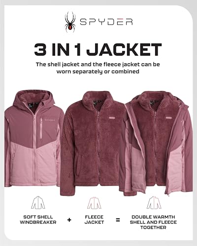 Image of Spyder Girls 3 in 1 System Jacket - Weather Resistant Girls Winter Jacket with Soft Cozy Inner Fleece Outerwear Winter Coats