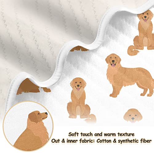 Image of Swaddle Blanket Golden Retriever Dogs Cotton for Infants, Receiving, Lightweight Soft Swaddling for Crib, Stroller, Nursery, Goldies Puppy, 30x40 in