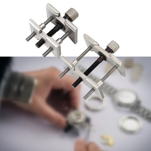 Watch Movement Holder,2Pcs Watch Movement Clamp Set,Chromium Vanadium Steel Adjustable Jaw Watch Clamp Movement Holder,Watch Hand Removal tool,Watchmaker Repair Tool,for Repairing Watch