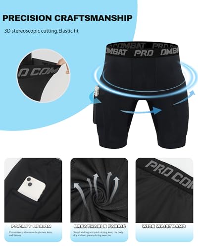 5 Pack Compression Shorts Men with Pocket Spandex Athletic Baselayer Shorts Quick Dry Compression Sports Underwear2