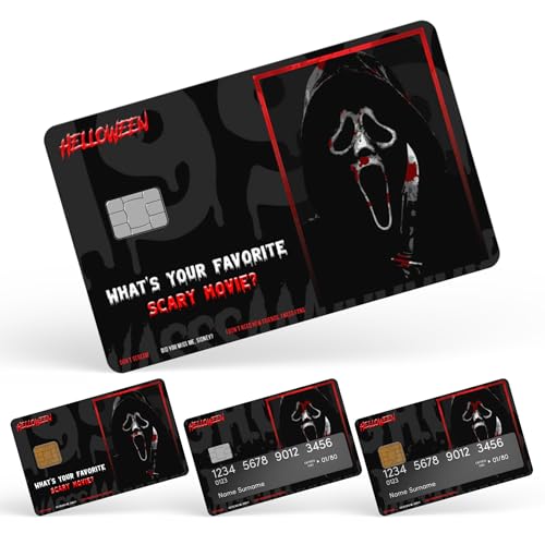 Helloween Ghost Face Credit Card Skin Debit Card Stickers for Key, Debit, Credit, Bank Card 4PCS Card Skin for Adults.