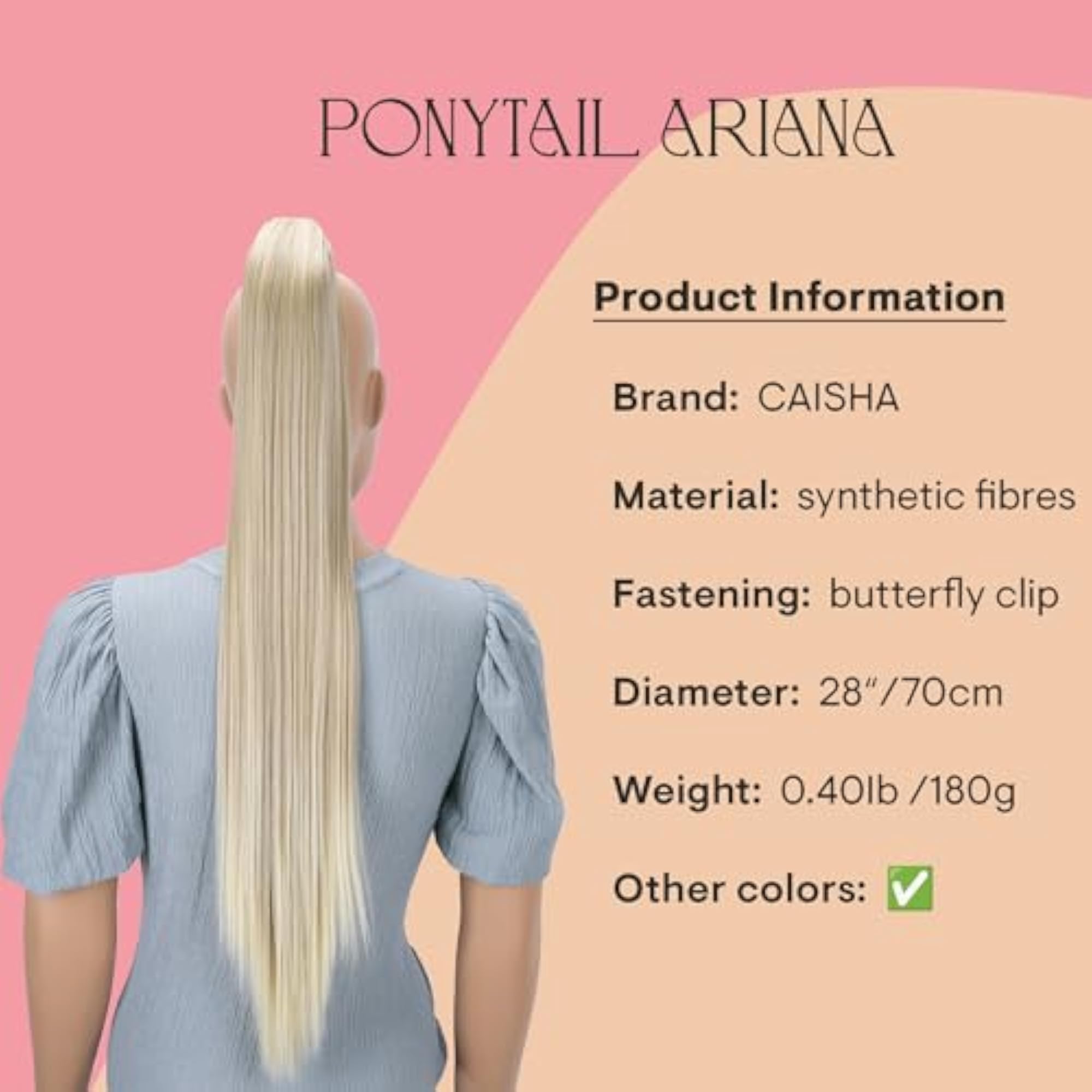 27" Lightblond Clip On Ponytail Extension Hair Piece