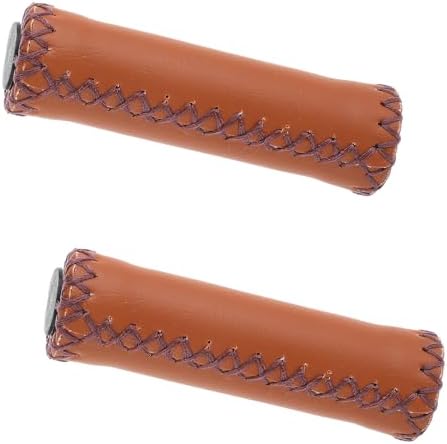 Bike Bicycle Comfort Handlebar Grips Brown Beach Bike Soft Synthetic Leather Handlebar Cover Grips Bar Vinyl Leather Grips Fits Most (7/8") 22.2mm Bicycle Handlebar