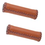 Bike Bicycle Comfort Handlebar Grips Brown Beach Bike Soft Synthetic Leather Handlebar Cover Grips Bar Vinyl Leather Grips Fits Most (7/8') 22.2mm Bicycle Handlebar