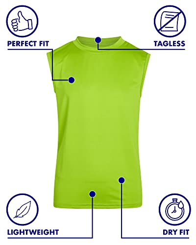 Black Bear Boys Youth Dry Fit Tanks - 4 Pack Active Athletic Performance Tank Top Muscle Shirts (Size: 4-18)4