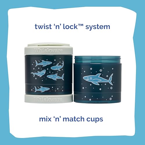 Image of Whiskware Stackable Snack Containers for Kids and Toddlers, 3 Stackable Snack Cups for School or Travel, Sharks(Pack of 1)