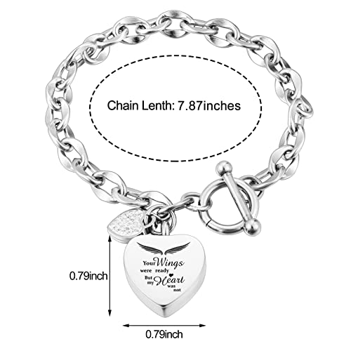 XIUDA Urn Bracelet for Ashes Cremation Bracelet Ashes Bracelet Heart Locket Holder Bangle Link Chain Women Men3