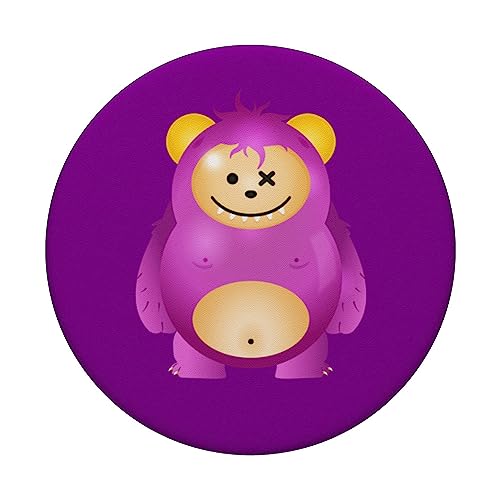 Halloween Pop Sockets for Phone Purple Monster Halloween PopSockets Swappable PopGrip, Black - Image 3