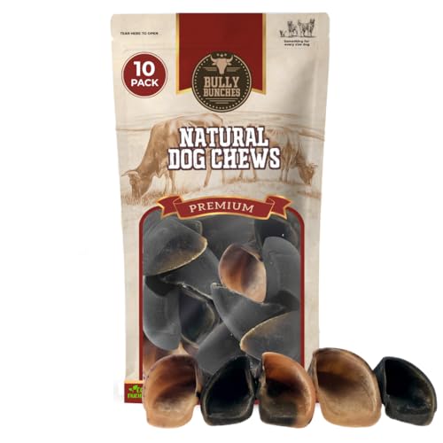 Bully Bunches Full Premium Cow Hooves for Dogs High in Protein & Safe for All Breeds. (10 Pack)