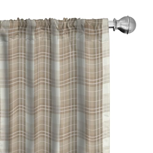 Lunarable Cream Curtains, Checkered Pattern with Soft Colors Palette Retro