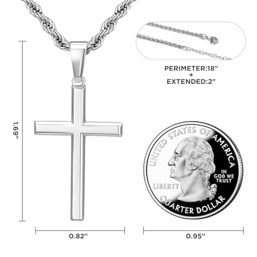 Image of SWEETV 18K Gold Cross Necklace for Men, 925 Sterling Silver Cross Pendant