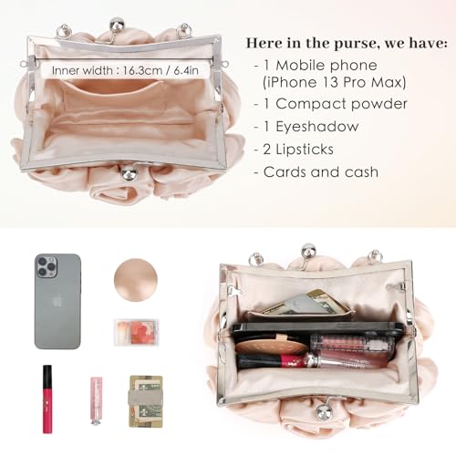 kilofly Rose Clutch Evening Purse Satin Small Bag with Detachable Strap Money Clip by kilofly - Used condition - Image 6