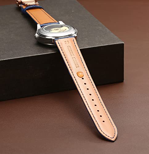 Image of Moran Genuine Leather Band Alligator and Cowhide Replacement Deployment Buckle Watch strap18mm to 24mm Crocodile Leather Strap for Men's and Women's