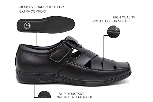 Image of BRUTE Faux Leather Sandals for Men | Fisherman Sandals | Closed Sandals