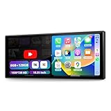 10.25″ CarPlay Screen for Car Dash Cam, Android Auto Screen with Apps, Dual HD Cam & Backup Camera, Portable 6GB+128GB Car Tablet with Wireless Apple CarPlay & Android Auto, Bluetooth for All vehicles