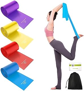 VALYPANOR Resistance Bands 2 m Fitness Bands Set of 4 Exercise Bands with 4 Resistance Levels for Yoga, Pilates, Crossfit, Muscle Building, Physiotherapy with Carry Bag & Exercise Instructions