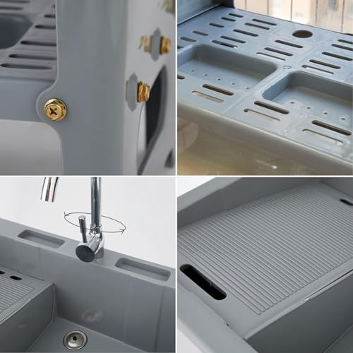 Lave-animaux et évier utilitaire portable avec bac à linge de garage
