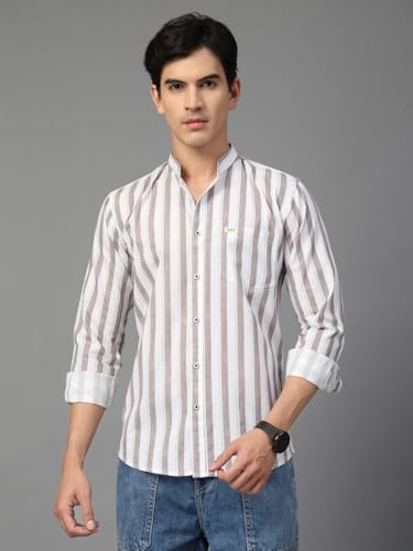 Image of Majestic Man Men's Pure Cotton Mandarin Collar Slim Fit Casual Shirt