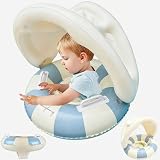 Schwimmring Baby, Baby Schwimmring ab 6-36 Monate mit Abnehmbarer Sonnendach UPF50+, Aufblasbar Schwimmreifen Baby mit Sicherheitsgriff für Kinder ab 3 Monate bis 36 Monate