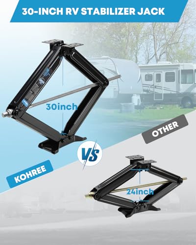 Image of Kohree 6500lbs Heavy Duty RV Stabilizer Jacks 30 Inch, Leveling Scissor Jack for Large Travel Trailer Camper, with Crank Handle and Drill Socket, 2 Pack