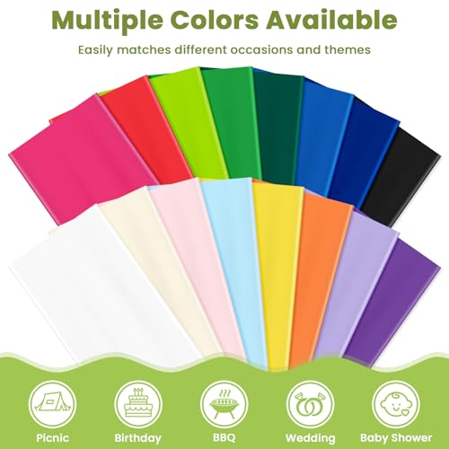 Image of Mulbozy Blue Plastic Table Cloth Disposable 4 Pack, 54 x 108 Inch Tablecloths Rectangle, Royal Blue Plastic Table Cover for Party Decor