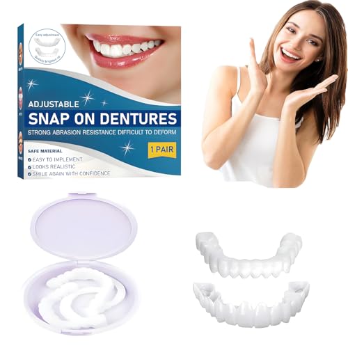 1 Set of Braces Veneers Snap in Teeth, Adjustable Suitable Full Dentures for Upper and Lower Jaws in Both Men and Women