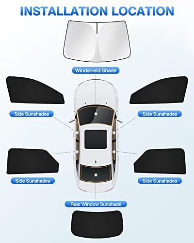 Image of Canvcle Windshield Sun Shade for Hyundai Ioniq 5 2022-2025 2026 Ioniq 5 Accessories Sunshade Side Rear Window Shade Cover Sun Visor Shield Privacy Protection Keep Vehicle Cool Black 6PCS