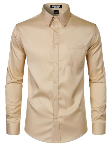 Men's Stretch Slim Fit Dress Shirts Formal Wedding Prom Business Long Sleeve Button Down Shirt with Pocket2