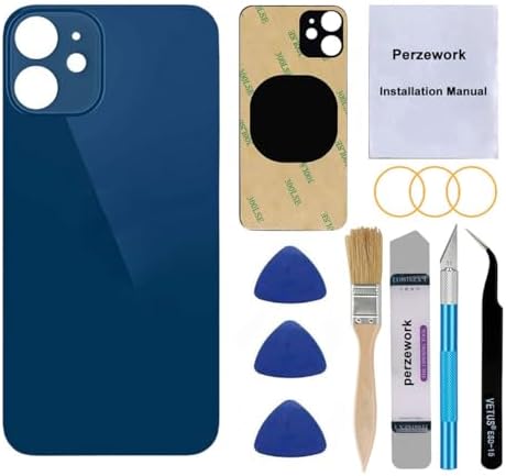 OEM Rear Back Glass Replacement for iPhone 12 6.1 inches with Reparing Toolkit and Pre-Installed Adhesive (Blue)