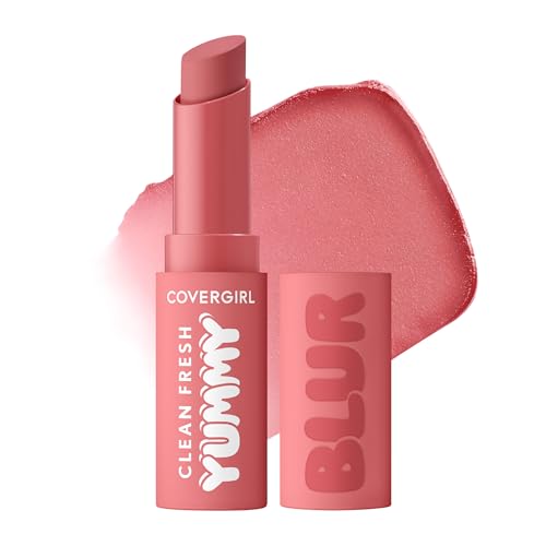 COVERGIRL Clean Fresh Yummy Blur Lipstick, Blurring Effect, Matte Lip Color, Sweet Pomegranate Flavored, Vegan Formula - 100 Blur in Pink (True Rosy Pink)