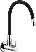 10X Sink Tap for Kitchen BL-9876 Flexible Neck Black Color Wall Mount, Chrome Finish (Single Flow)