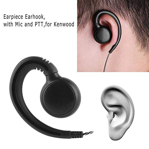 Image of Swivel Earpiece Earhook with Mic and PTT for Kenwood 2 Way Radio Walkie