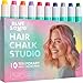 Produktbild Blue Squid Haarkreide für Mädchen  10 Bunte Temporäre Haarfarbe für Kinder - Auswaschbare, Ungiftige Haarfarbe - Ideal als Geburtstags- und Weihnachtsgeschenke für Teens, Dunkle Haare, Alter 6 bis 12