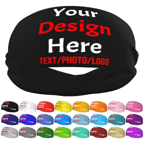 Custom Sweatbands for Men Women, Design Your Own Text Name Image Photo Personalized Sports Headbands