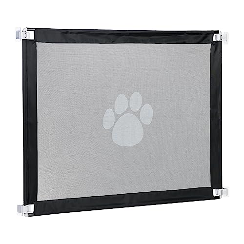 Relaxdays Cancelletto di Sicurezza per Cani, Barriera Adesiva Porte e Scale, HxL: 80x99 cm, in Plastica e Nylon, Nero
