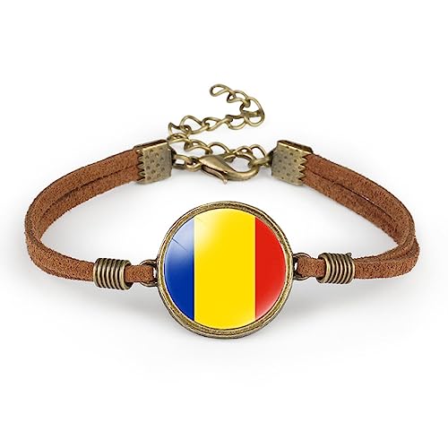 【Design alla moda】 Bracciale/Chiusura intrecciata con bandiera della Romania: regolabile/carino, interessante, a tema palla, duraturo, senza tempo, molto popolare in patria e all'estero, è un piccolo regalo con molta premurosità, gioielli per regali patriottici di coppia.