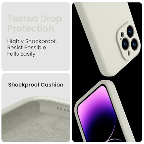 Image of FireNova Designed for iPhone 15 Pro Case, Silicone Upgraded [Camera Protection] Phone Case, Soft Anti-Scratch Microfiber Lining Inside, 6.1 inch, Stone