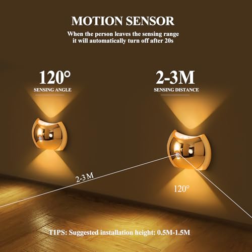 Aplique de pared LED recargable lámpara interior sensor movimiento 3 modos color pasillo pack 2 2