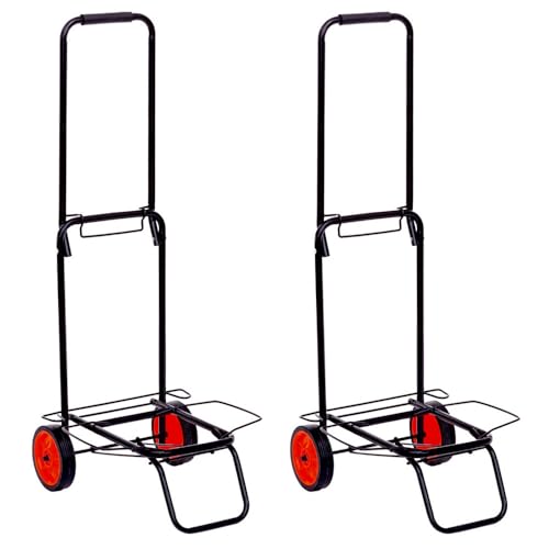 Pack de 2 carros Playa portasillas y portatodo Plegables de Acero Negro de 34x45x100 cm